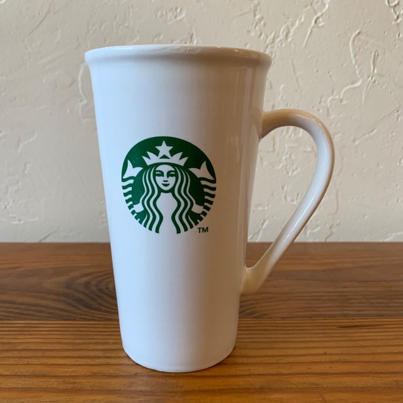 Starbucks -- White Ceramic -- Tall Mug with Cork Lid – 6" Coffee Cup - Picture 9 of 10